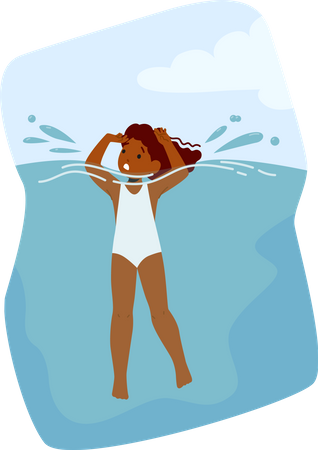 Struggling Child Submerged In Water Thrashing Arms And Legs In Distress  Illustration