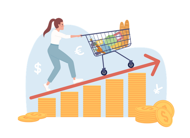 Struggling with high grocery prices Illustration