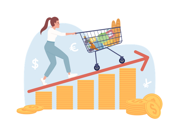 Struggling with high grocery prices  Illustration