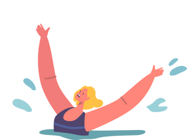 Struggling Woman Submerged In Water  イラスト
