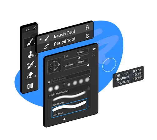 Strumento Pennello e Matita nell'editor grafico raster  Illustration