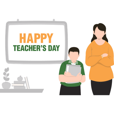 Student and teacher are standing  Illustration