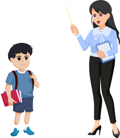 Student and Teacher  Illustration