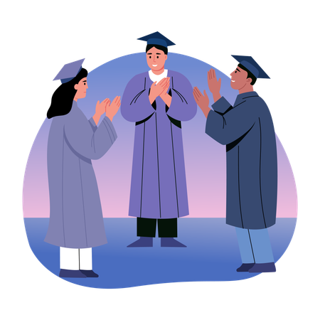 Student applauding for graduation  Illustration