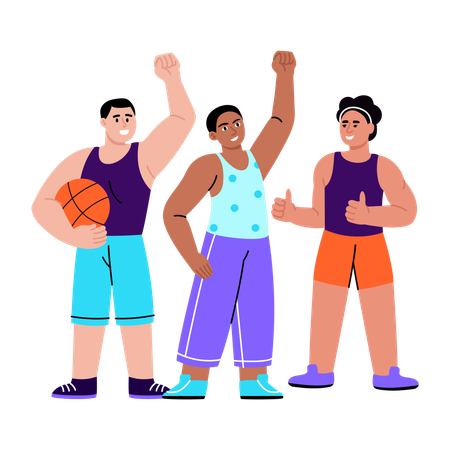 Student athletes standing together  Illustration
