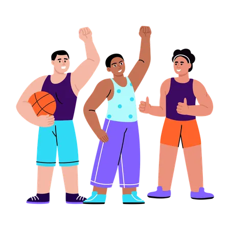 Student athletes standing together  Illustration