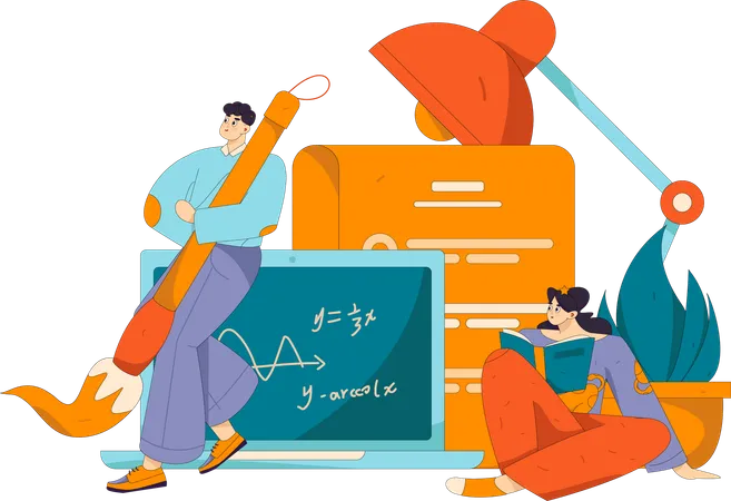 Student attending Mathematics class  Illustration