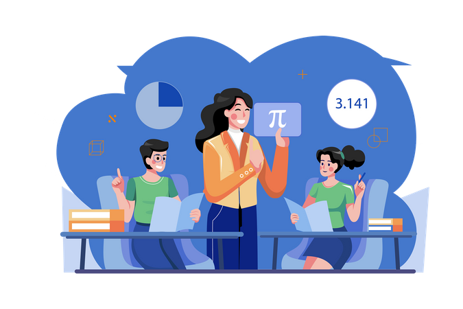 Student Attending Maths Class  Illustration