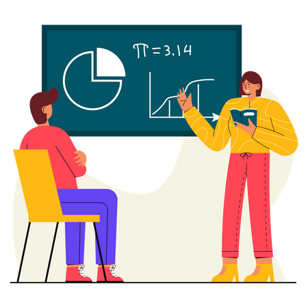 Student Attending Maths class  Illustration