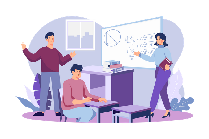 Student Attending Maths class  Illustration