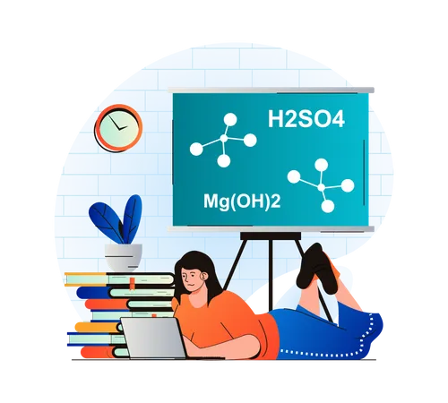 Student attending online Chemistry lecture  Illustration