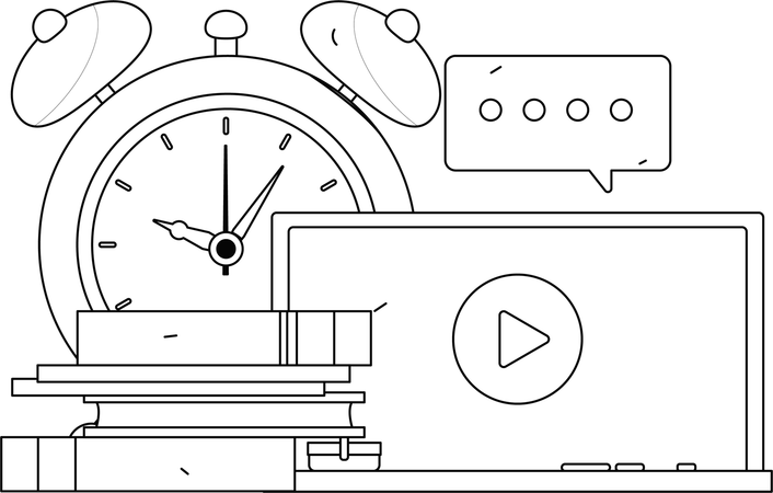 Student Attending Online Class  Illustration