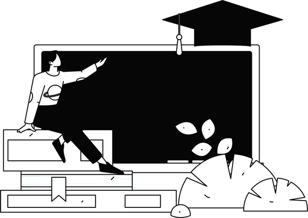 オンライン授業に参加する学生  イラスト