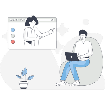 Student attending online class  Illustration