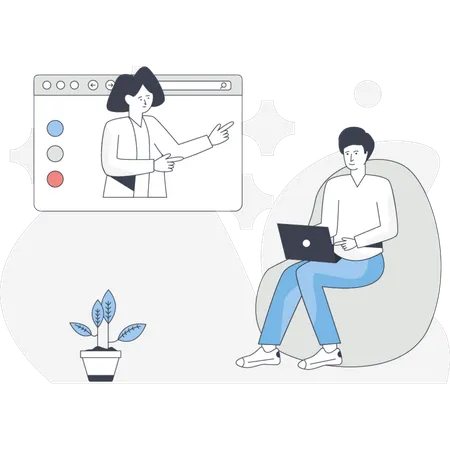 Student attending online class  Illustration