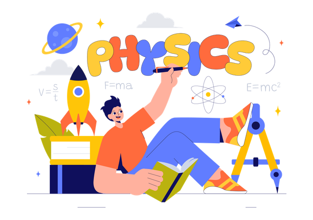 Student attending physics lecture  Illustration