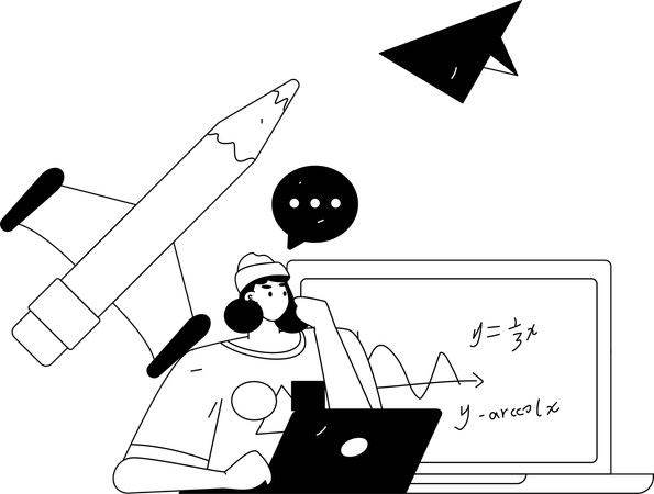 Student attends online class from home  Illustration