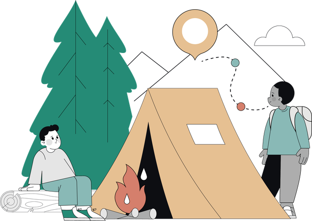 Student auf dem Campingplatz  Illustration