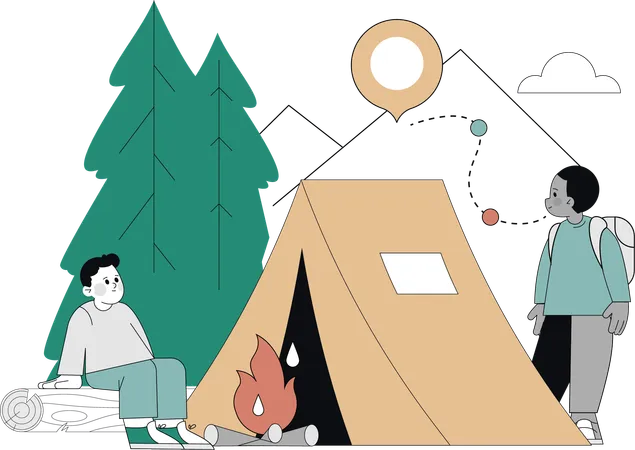 Student auf dem Campingplatz  Illustration