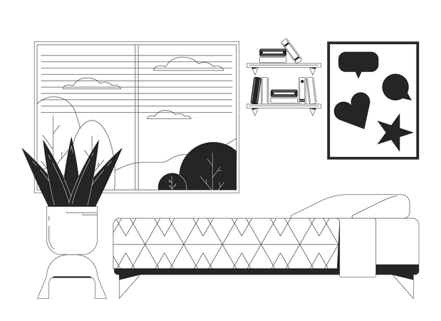 Student bedroom  Illustration