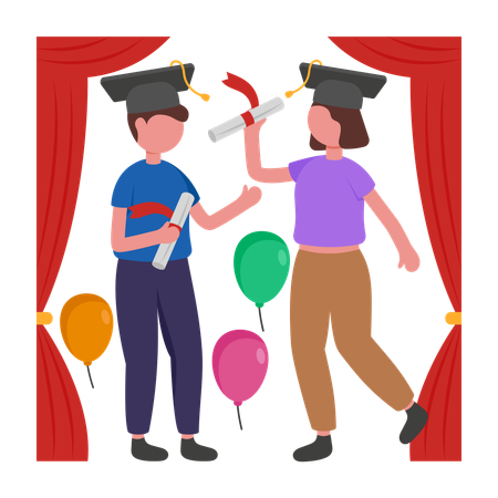 Student bei Abschlussfeier  Illustration