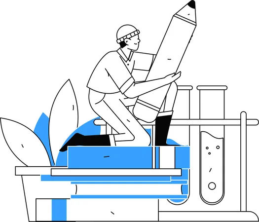 Student bereitet sich auf die mündliche Laborprüfung vor  Illustration