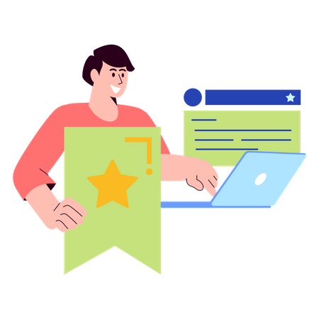 Student bookmarking online education course  Illustration