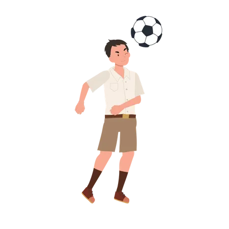 Student Boy Kicking Ball After Classes  Illustration