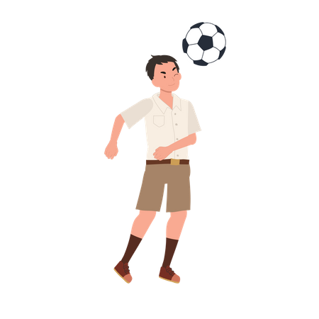 Student Boy Kicking Ball After Classes  Illustration