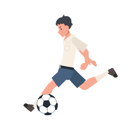 Student Boy Kicking Ball  Illustration