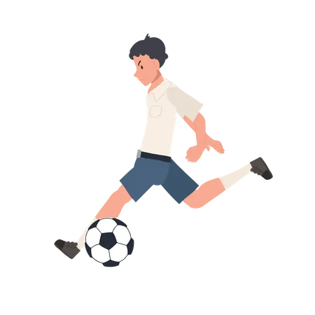 Student Boy Kicking Ball  Illustration