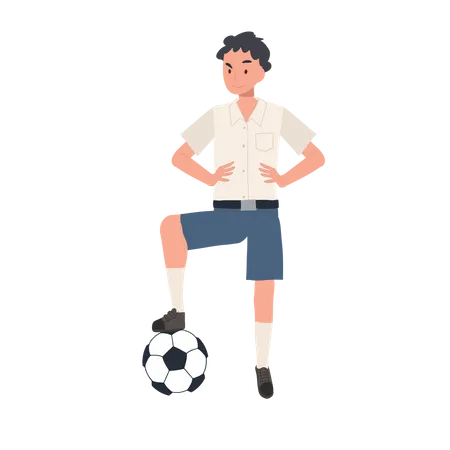 Student Boy Playing Football  Illustration