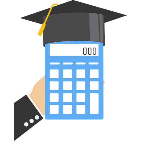 Student calculates graduation expenses  Illustration