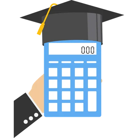 Student calculates graduation expenses  Illustration