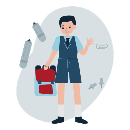 Student carrying backpack  Illustration