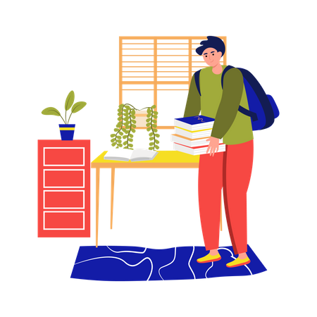 Student carrying books  Illustration