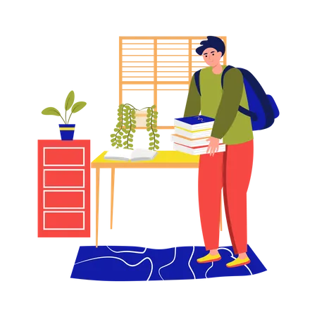 Student carrying books  Illustration
