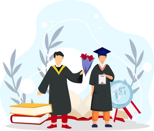 Student celebrate graduation ceremony  Illustration