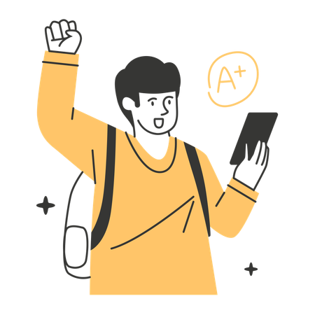 A+の成績を祝う生徒  イラスト
