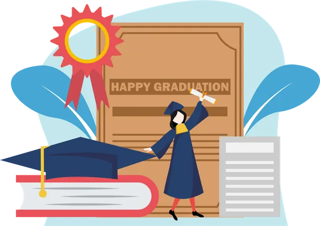 Student Celebrating Graduation  Illustration