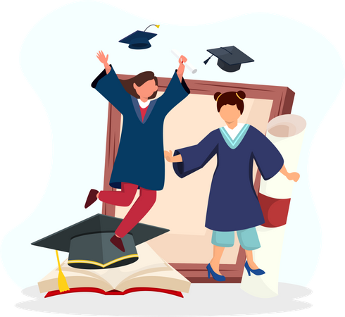 Student celebrating graduation ceremony  Illustration