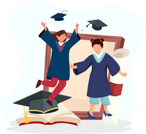 Student celebrating graduation ceremony  Illustration