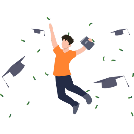 Student celebrating graduation ceremony  Illustration