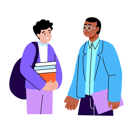 Student chatting with professor  Illustration