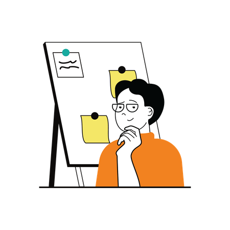 Student checking notice board at school  Illustration
