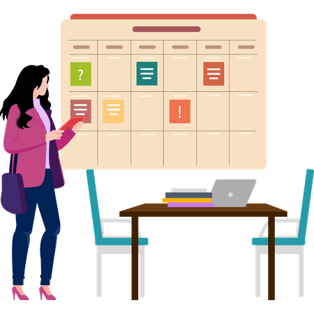 Student choosing class schedule  Illustration