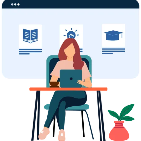 Student choosing online course tutor  Illustration