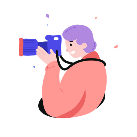 Student clicking photos with camera Illustration