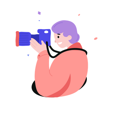 Student clicking photos with camera  Illustration