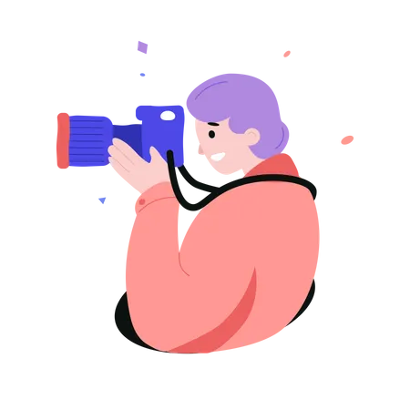 Student clicking photos with camera  Illustration